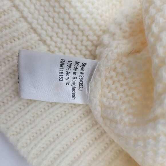 Poof Apparel Women's Cable Knit Chunky Cropped, Mock Neck Sweater Vanilla Size L - Picture 10 of 12